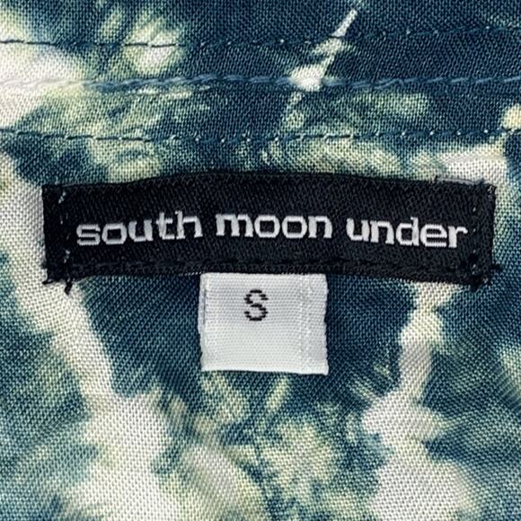 South Moon Under NWOT Top Boho Embroidered Tie Dye Green White Box Cut Size S - Picture 10 of 13